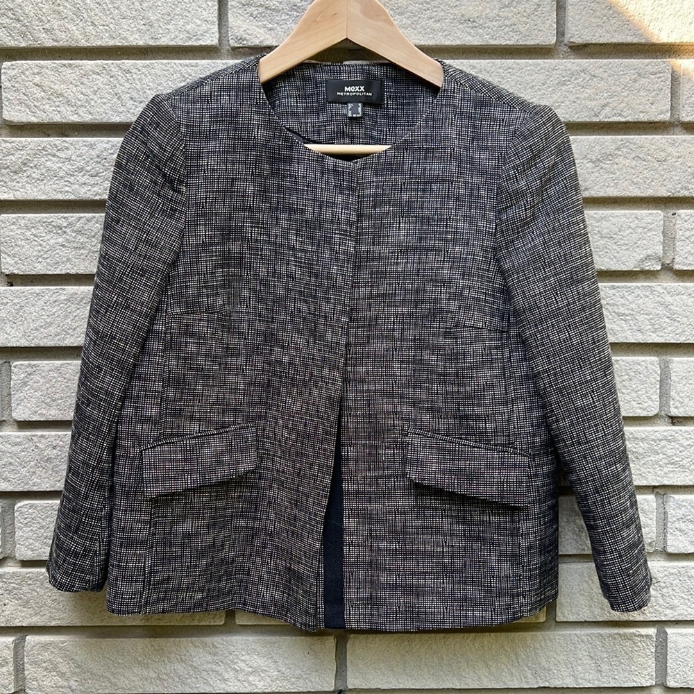 Mexx Metropolitan Collarless Blazer Black/White Sz 2